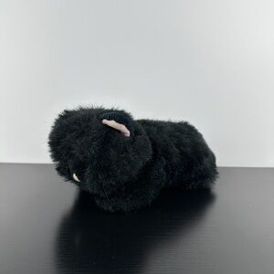 Gund Rare 1980 Snowflake Black Kitty Cat 8” Blue Eyes Pink Bow Plush Rattle